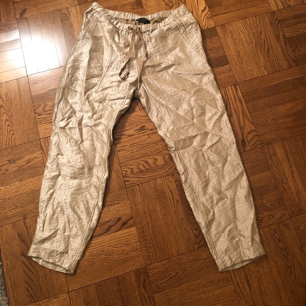 J.Crew gold Lamé Pull On Pant